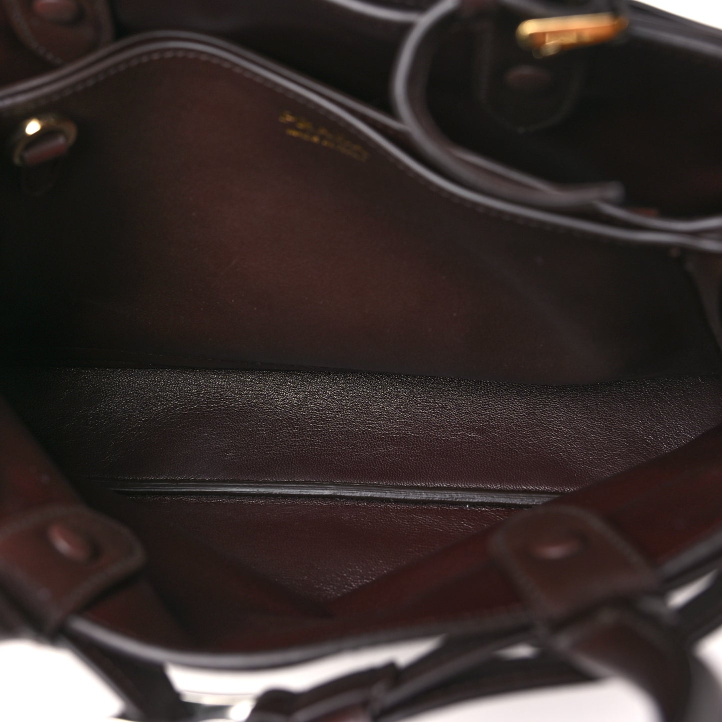 Soft Grained Calfskin Vitello Daino Small Buckle Bag Brown
