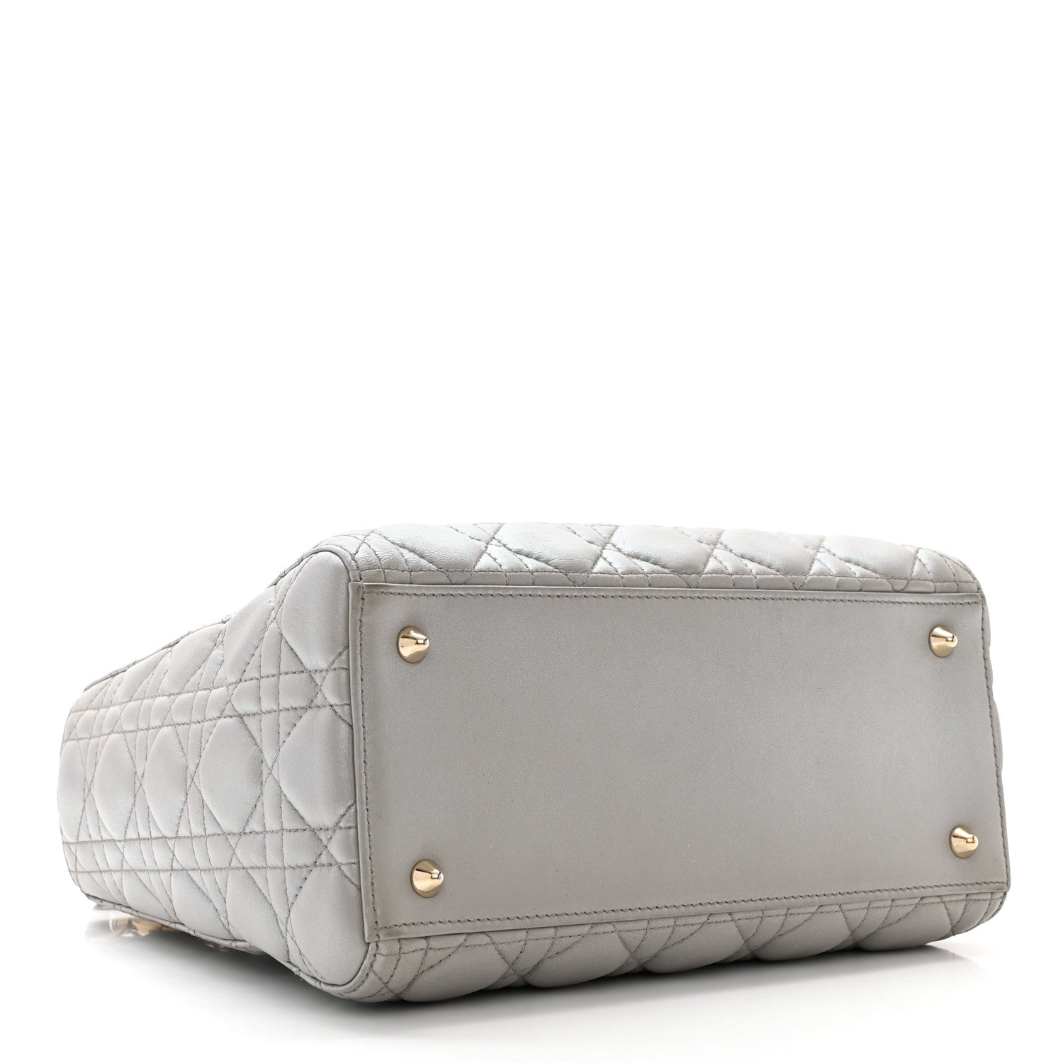 Christian Dior Metallic Lambskin Cannage Medium Lady Dior Silver 4 of 10