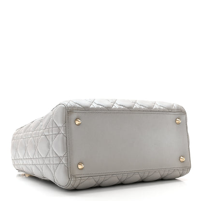 Christian Dior Metallic Lambskin Cannage Medium Lady Dior Silver 4 of 10