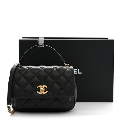 Chanel Calfskin Quilted Top Handle Flap Black 12 of 12