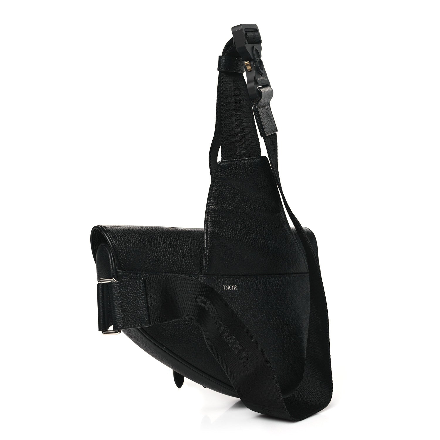 Christian Dior Grained Calfskin Mens Saddle Bag Black 3 of 10