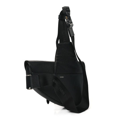 Christian Dior Grained Calfskin Mens Saddle Bag Black 3 of 10