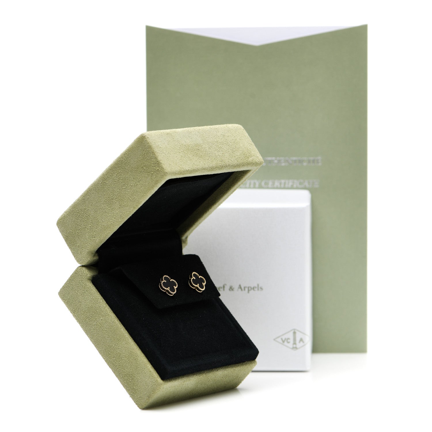 Van Cleef & Arpels 18K Yellow Gold Black Onyx Sweet Alhambra Earrings 6 of 6