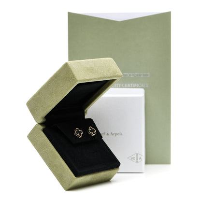 Van Cleef & Arpels 18K Yellow Gold Black Onyx Sweet Alhambra Earrings 6 of 6