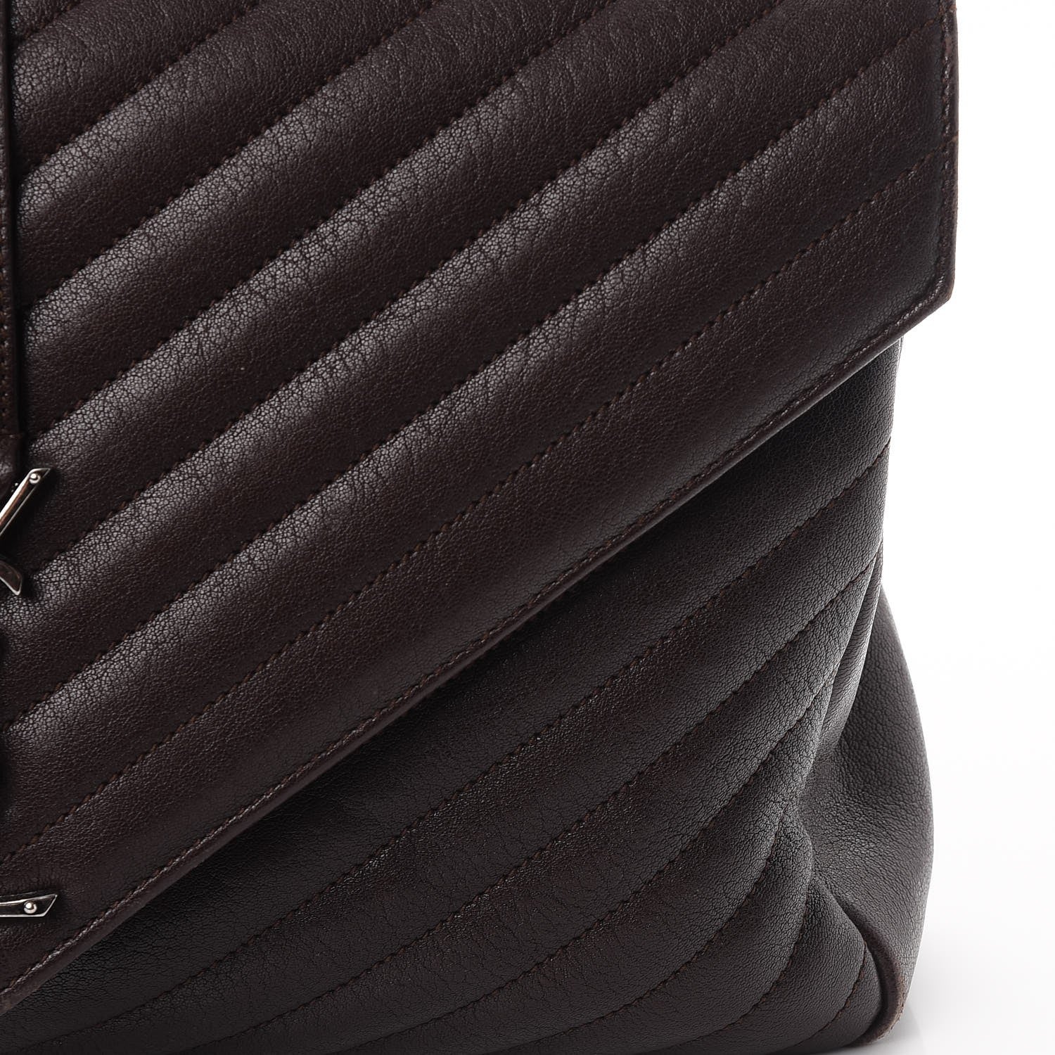 Saint Laurent Sheepskin Matelasse Chevron Monogram Large College Satchel Black Tulip 11 of 17