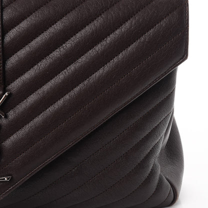 Saint Laurent Sheepskin Matelasse Chevron Monogram Large College Satchel Black Tulip 11 of 17