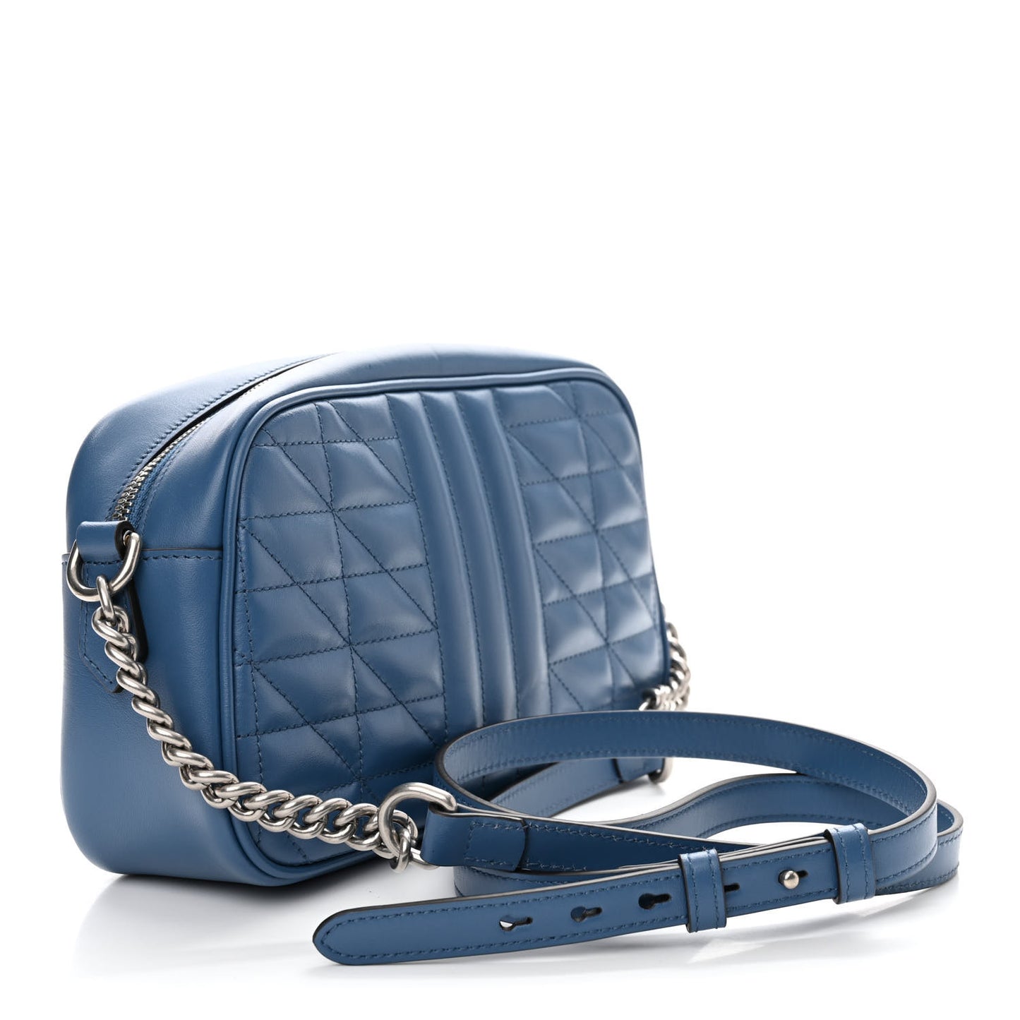 Calfskin Matelasse Aria Small GG Marmont Chain Shoulder Bag Clear Blue
