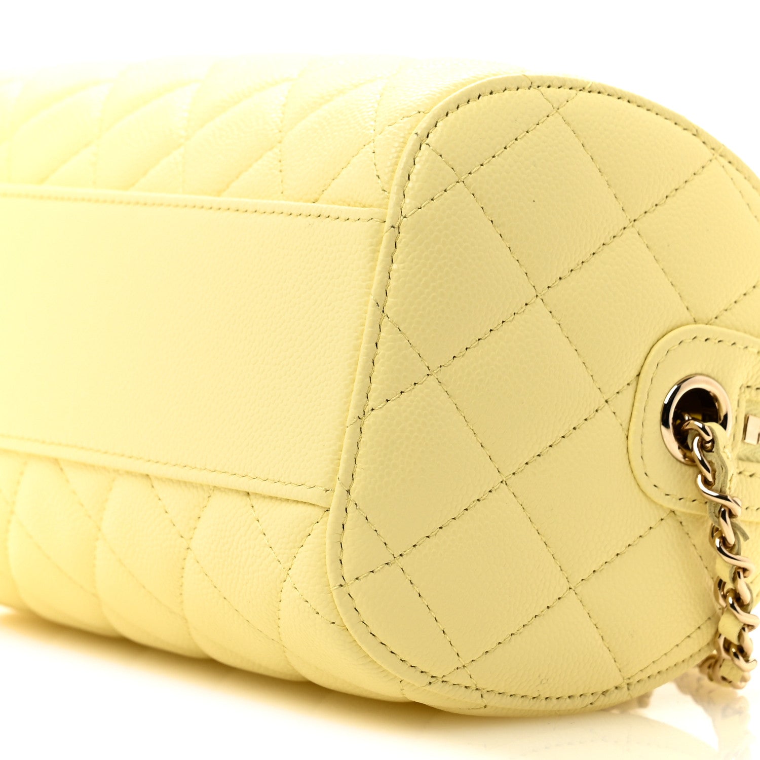 Chanel Caviar Quilted Barrel Clutch With Chain Light Yellow 10 of 11