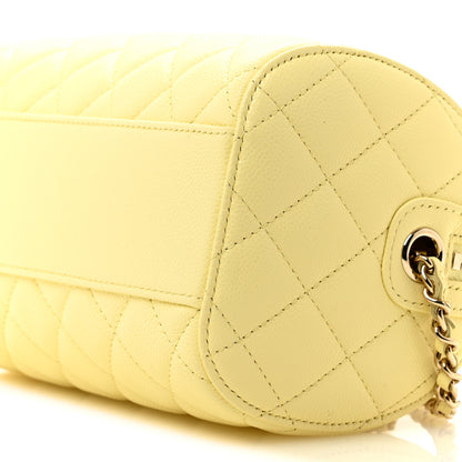Chanel Caviar Quilted Barrel Clutch With Chain Light Yellow 10 of 11