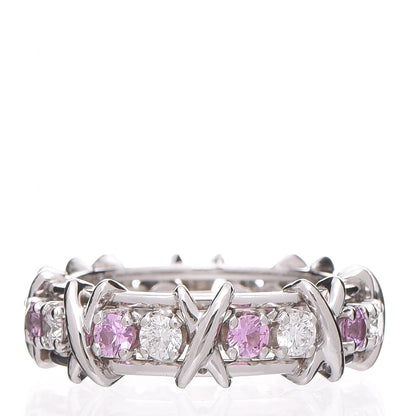 Tiffany Platinum Diamond Pink Sapphire Schlumberger Sixteen Stone Ring 54 7 3 of 6