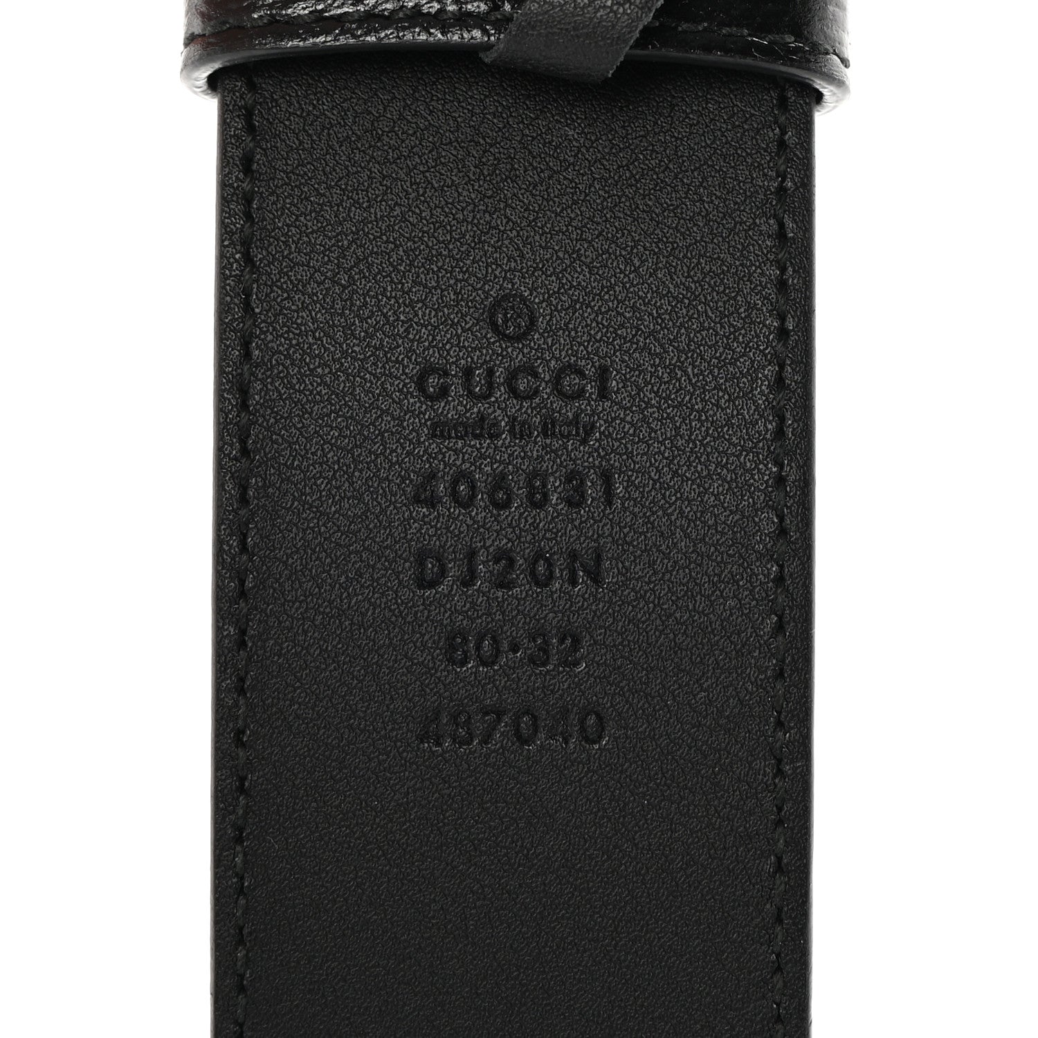Gucci Textured Dollar Calfskin Nickel Double G 40mm Belt 80 32 Black 3 of 6