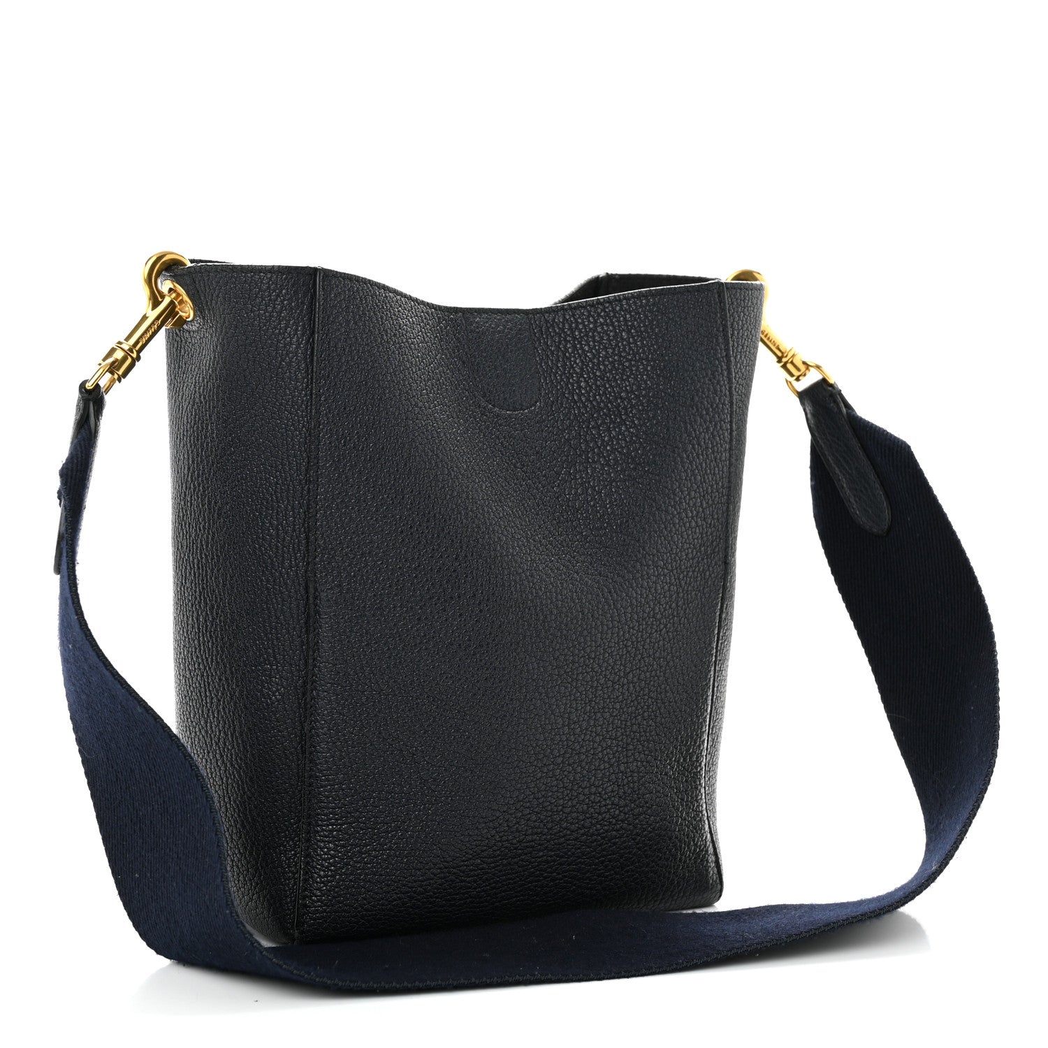 Celine Soft Grained Calfskin Small Sangle Bucket Bag Navy Blue 3 of 11