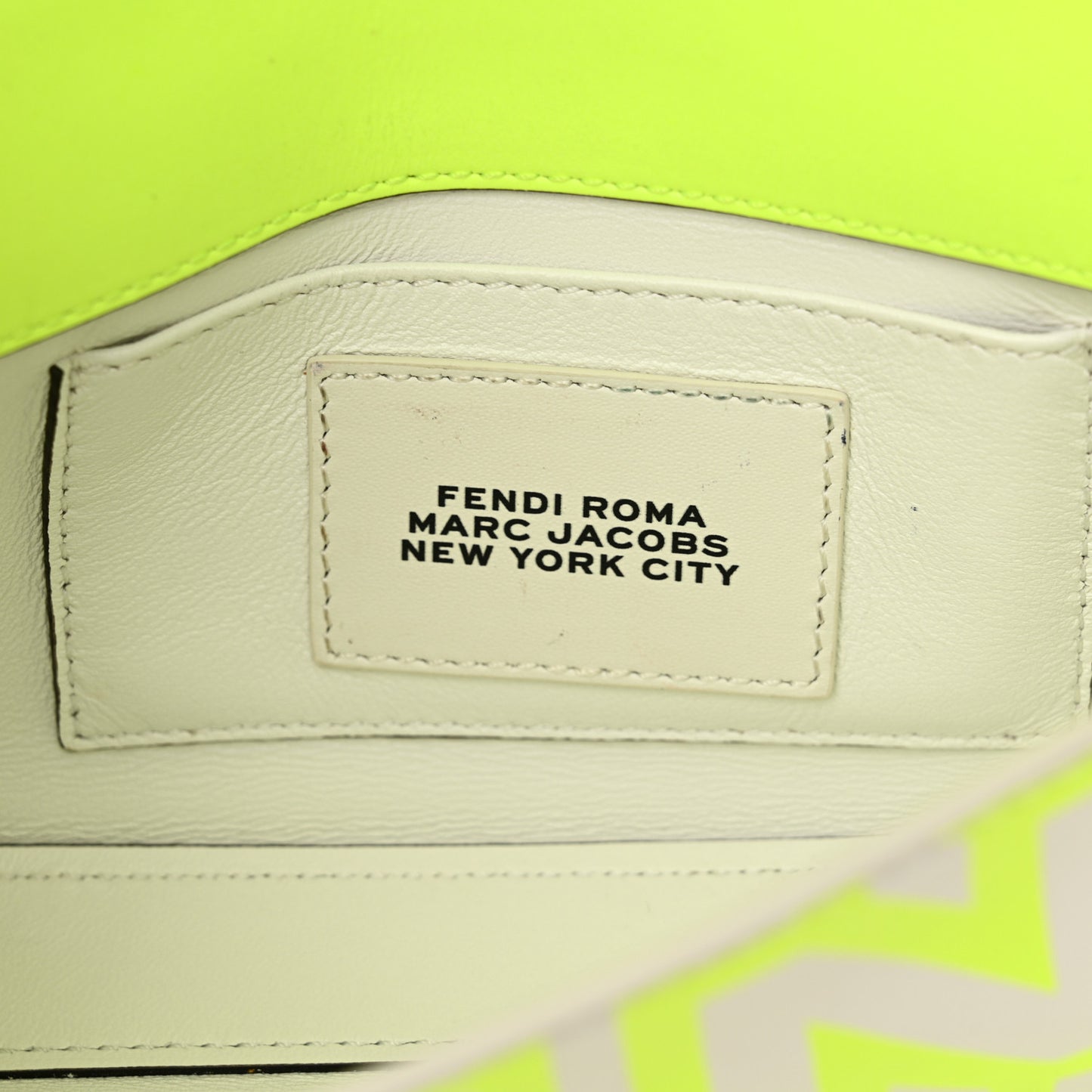X MARC JACOBS Nappa Vitello King Logo Print Phone Baguette Yellow Fluo