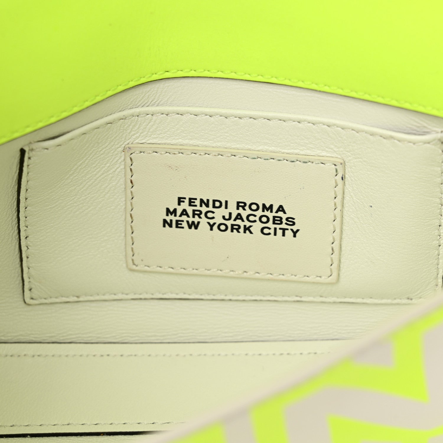Fendi X MARC JACOBS Nappa Vitello King Logo Print Phone Baguette Yellow Fluo 6 of 14
