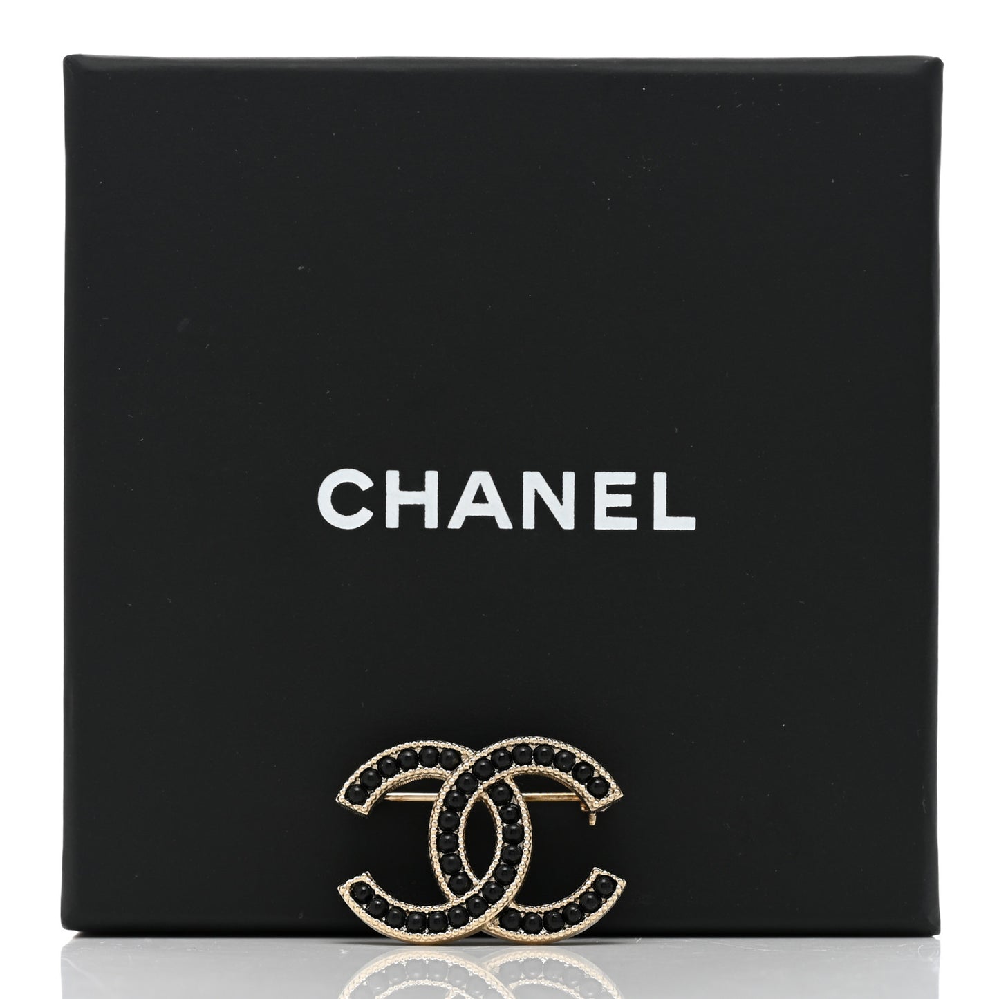 Bead CC Brooch Black Gold