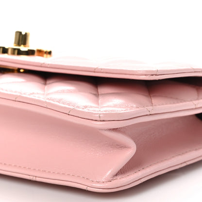 Chanel Shiny Lambskin Quilted Golden Links Wallet On Chain WOC Light Pink 11 of 11