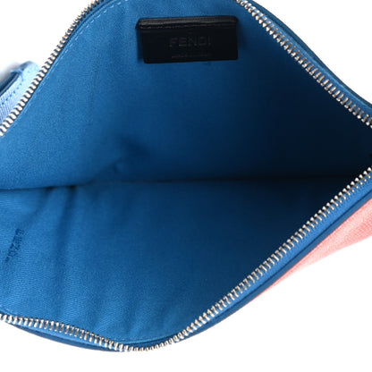 Fendi Vitello Elite Crystal Eye Monster Zip Pouch Royal Blue Papavero Multicolor 5 of 10