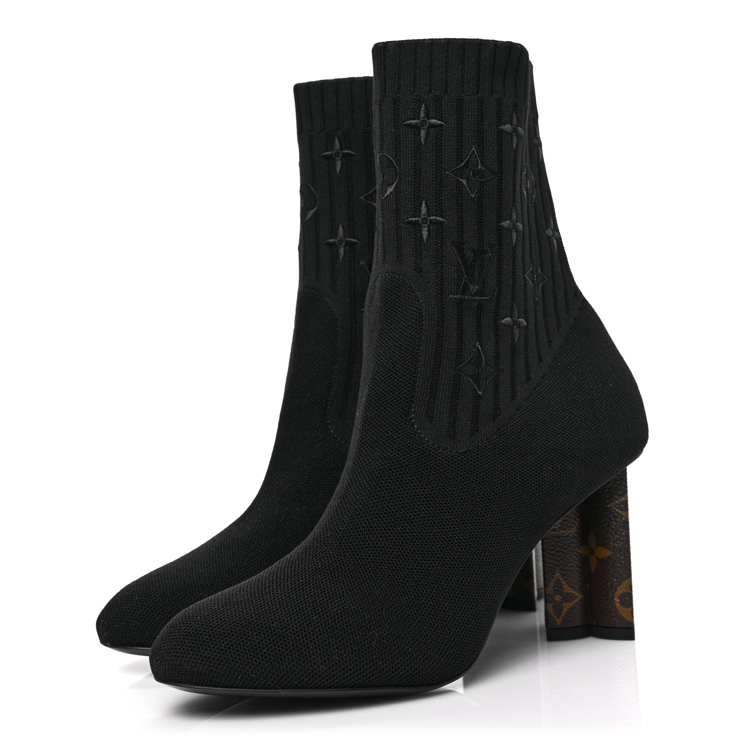 Louis Vuitton Monogram Stretch Fabric Silhouette Ankle Boots 39.5 Black 3 of 6