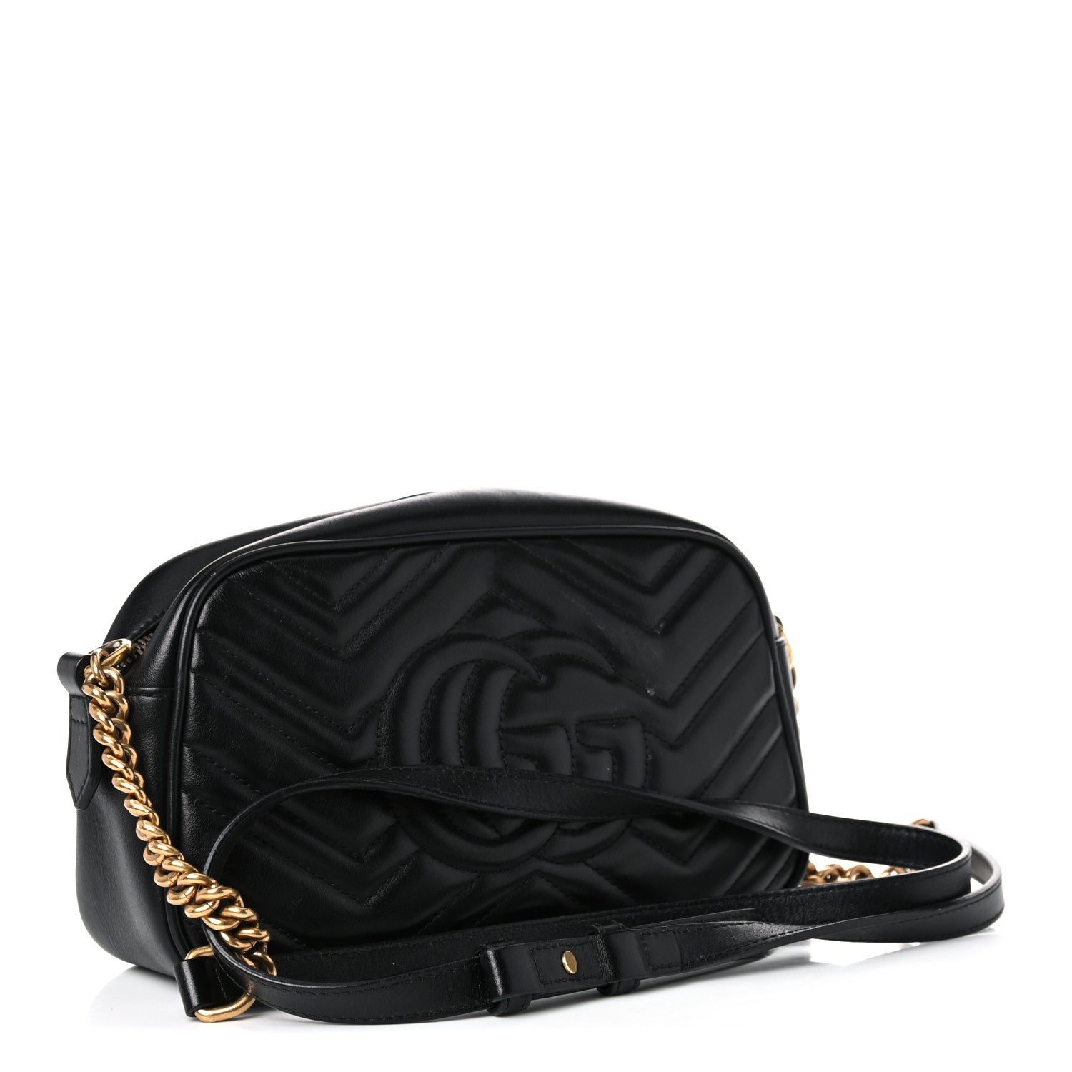 Gucci Calfskin Matelasse Small GG Marmont Chain Shoulder Bag Black 3 of 17