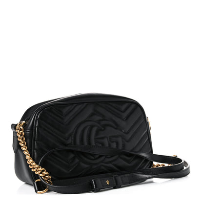 Gucci Calfskin Matelasse Small GG Marmont Chain Shoulder Bag Black 3 of 17
