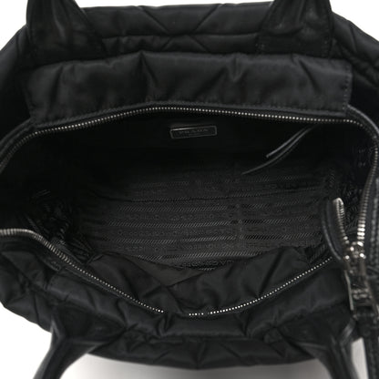 Prada Re-Nylon Nappa Triangle Quilted Padded Small Double Handled Zip Tote Black 5 of 9