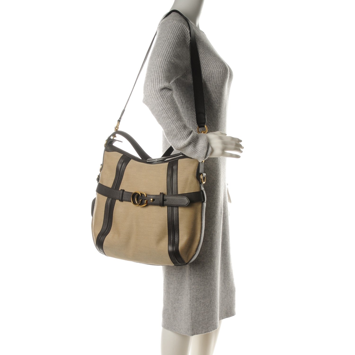 Gucci Canvas Medium GG Running Hobo Dark Brown 2 of 7