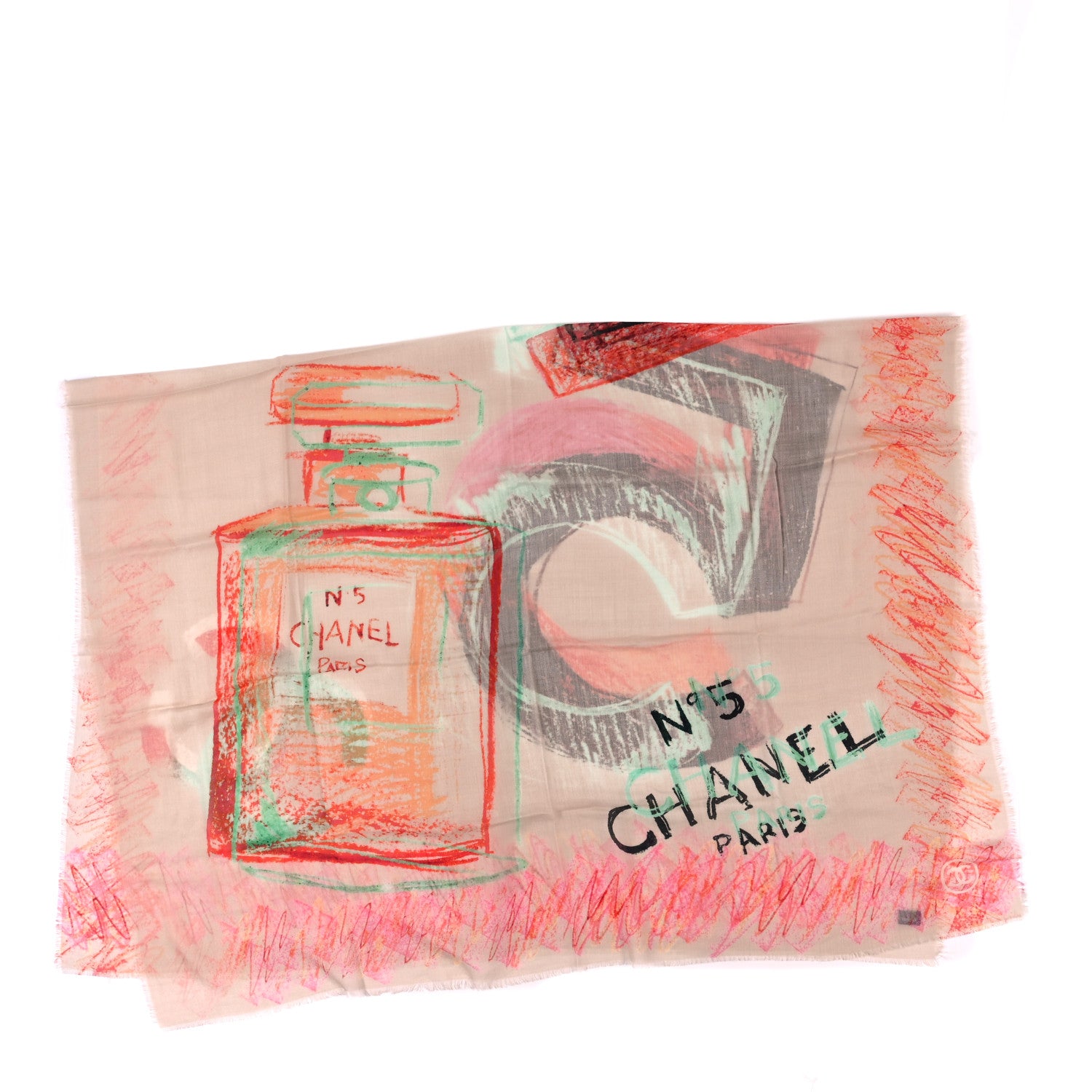 Chanel Cashmere CC N°5 Scarf Shawl Multicolor 2 of 3