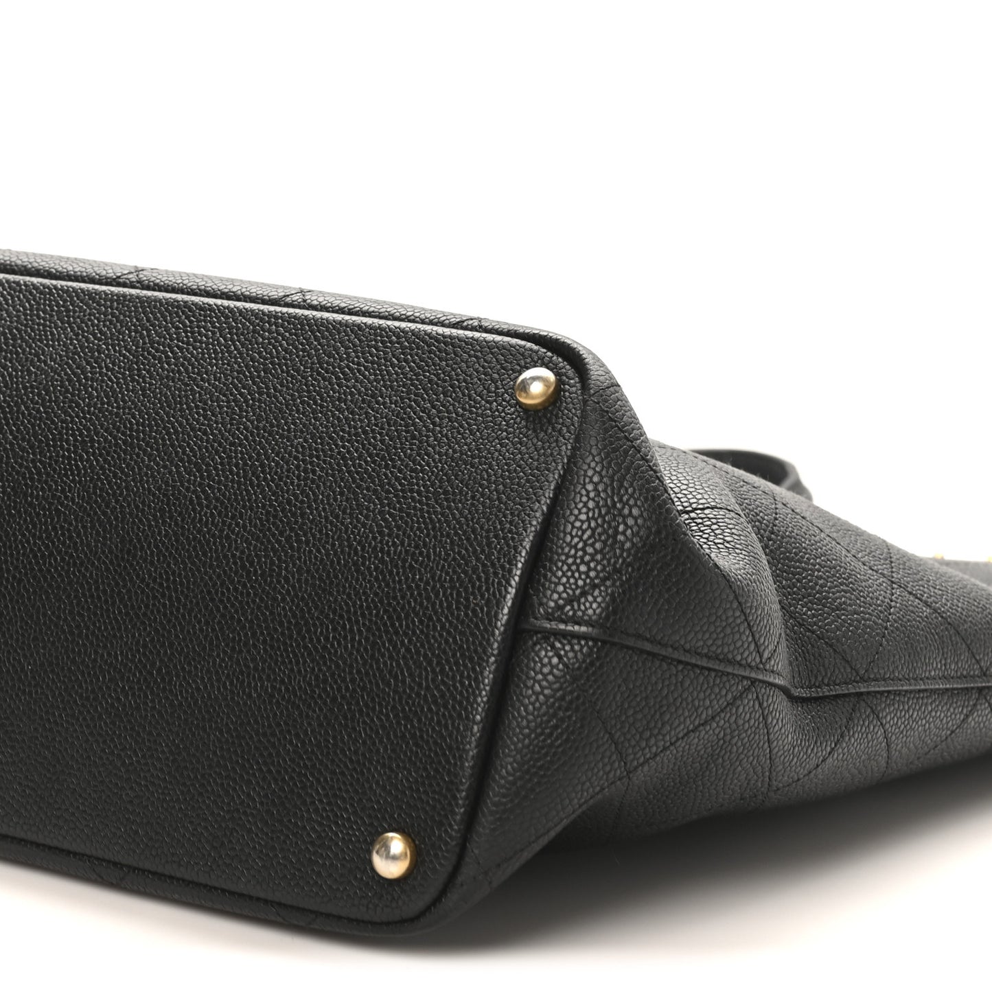 Caviar Quilted Grommet Embellished Piercing Chic Tote Bag Black