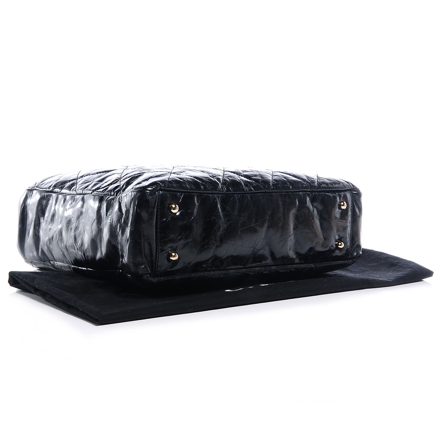 Chanel Glazed Calfskin Portobello Tote Black Beige 4 of 8