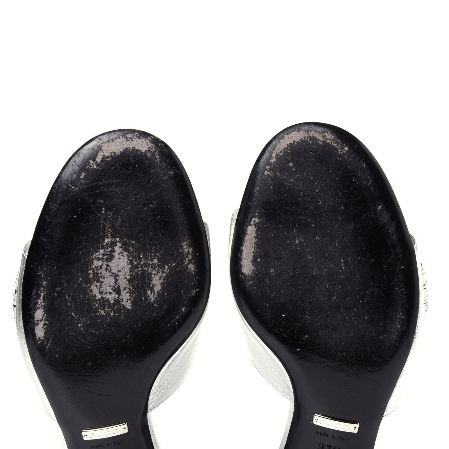 Metallic Nappa Crystal Maxine Horsebit Slide Sandals 37.5 Silver