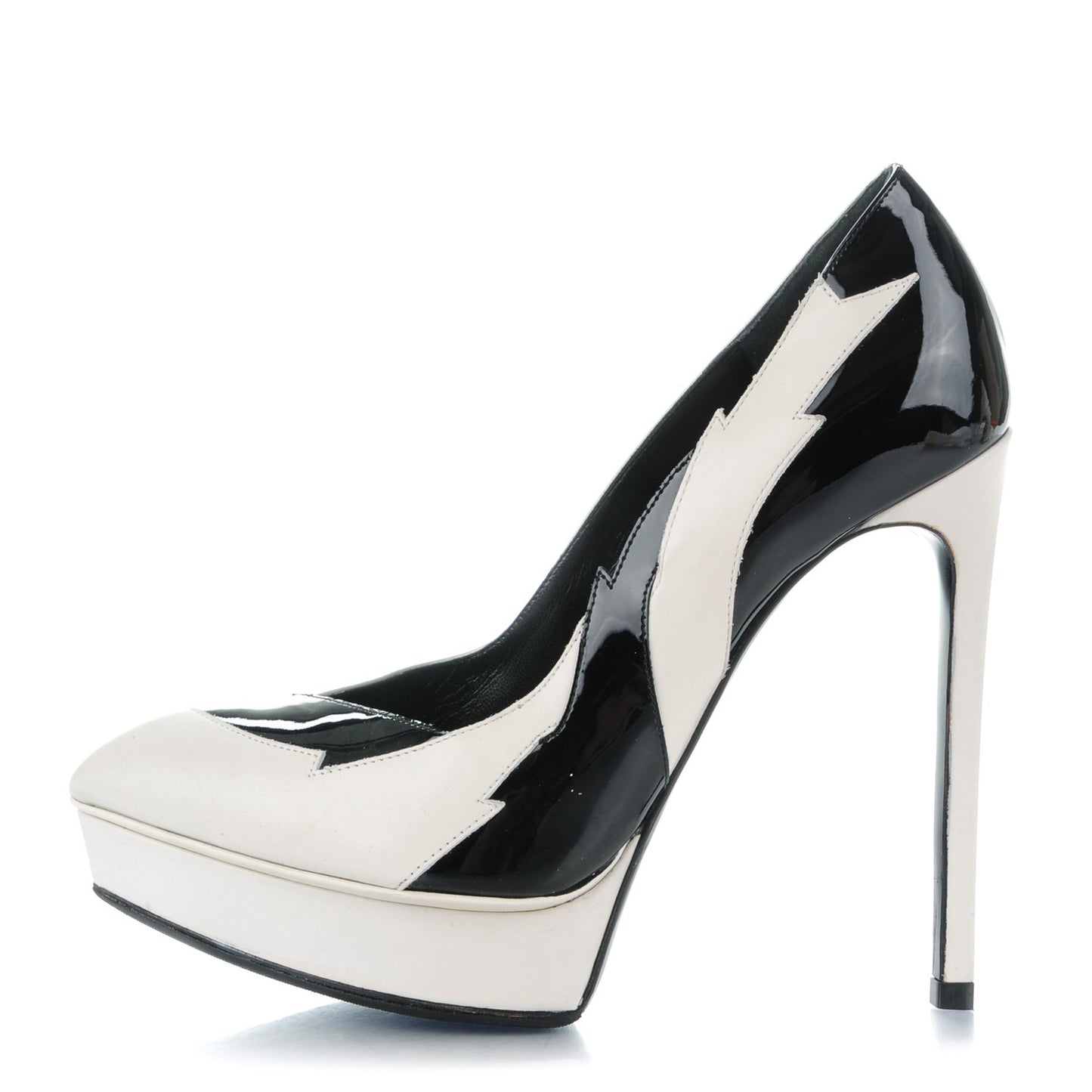 Calfskin Patent Janis Flash 105 Platform Pumps 35.5 Porcellana Nero