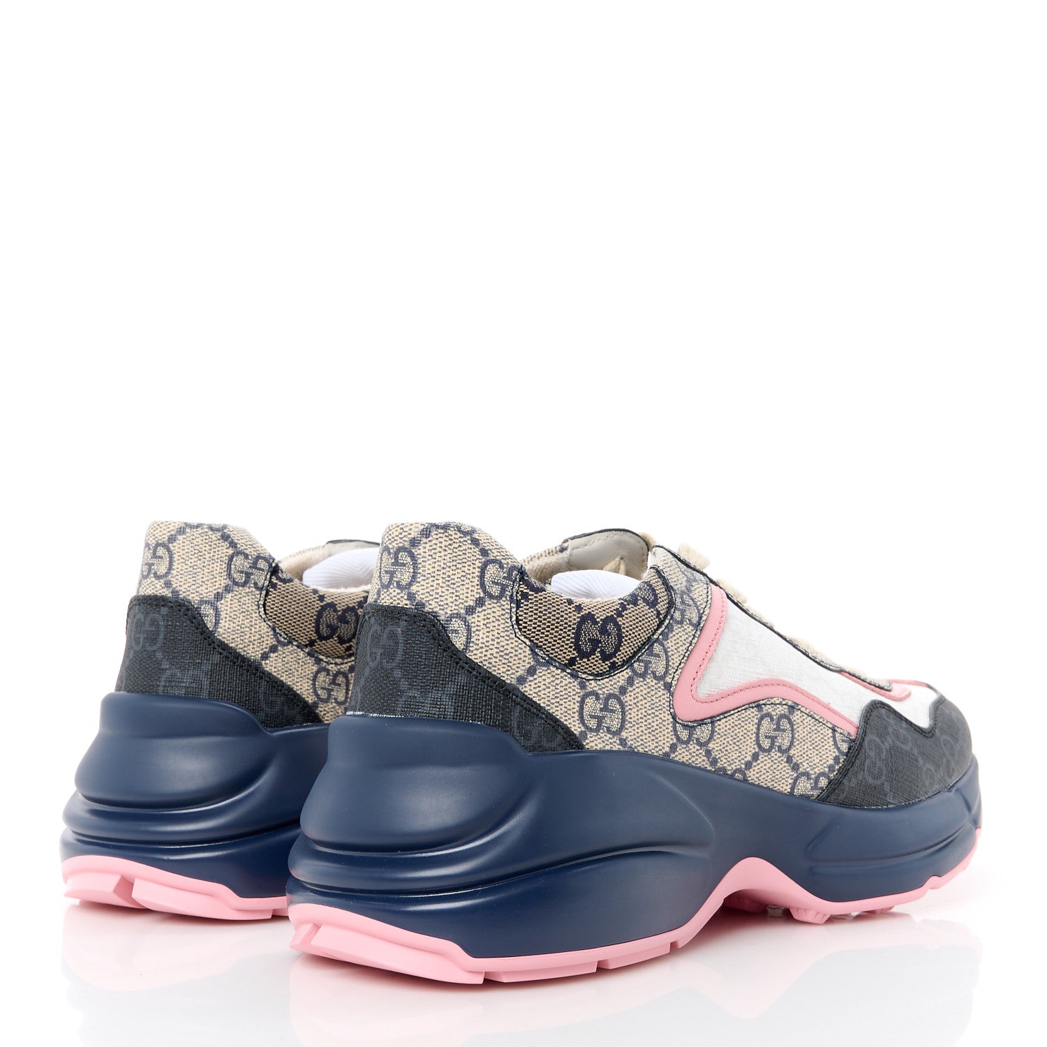 Gucci GG Supreme Monogram Rhyton Sneakers 37 Beige Blue Pink 4 of 8