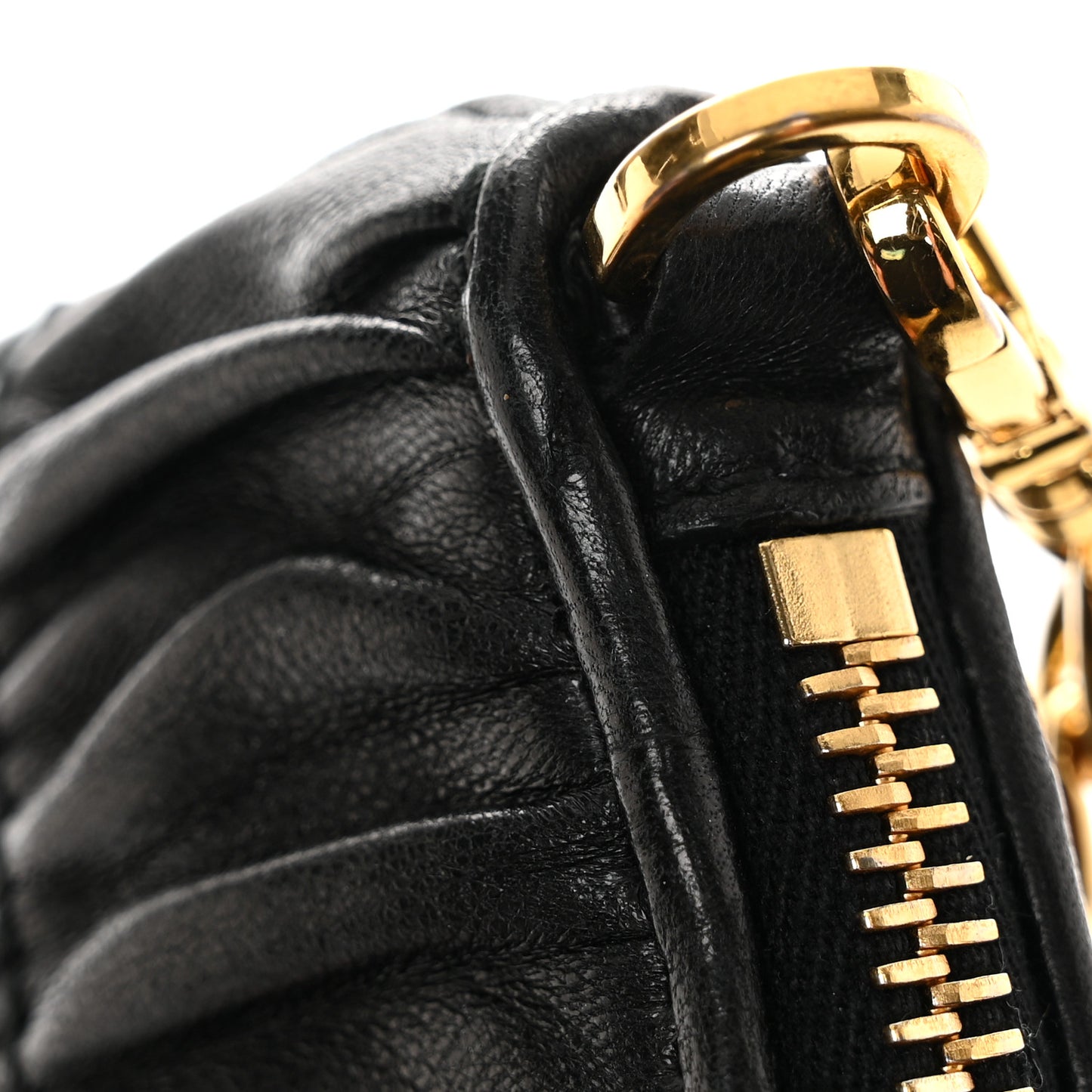 Nappa Gaufre Chain Shoulder Bag Black