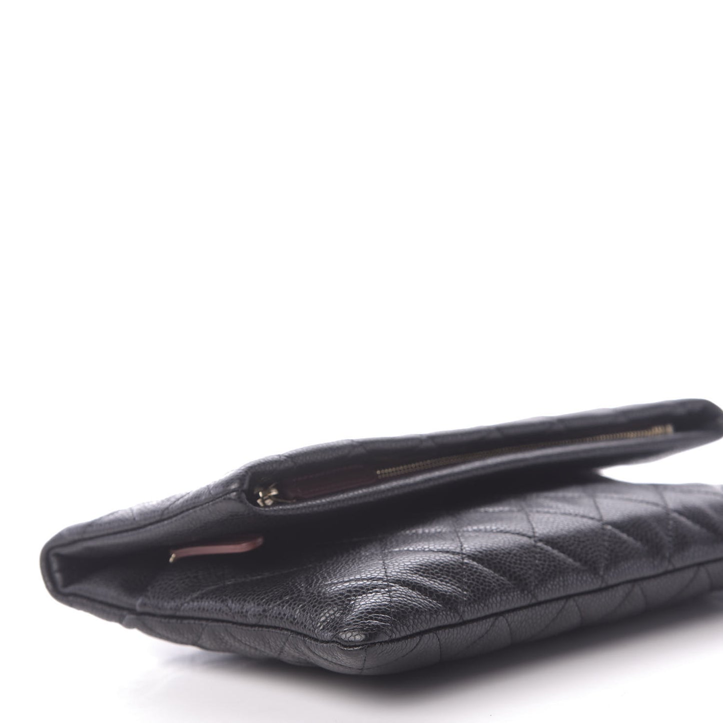 Caviar Quilted CC Beauty Clutch Black