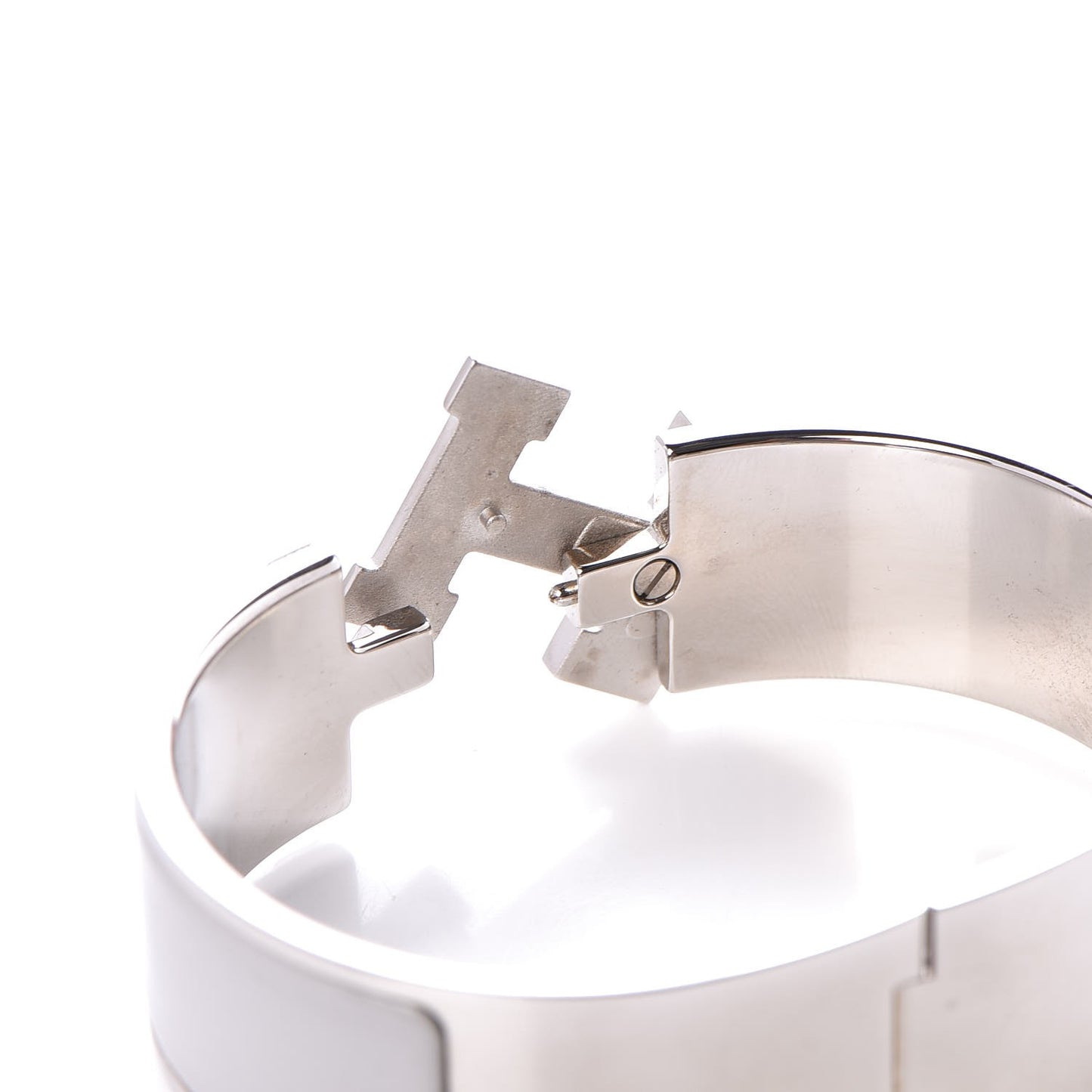 Enamel Wide Clic Clac H Bracelet GM White