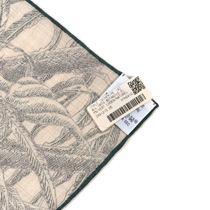 Hermes Cashmere Silk All 'Orto Botanico Di Palermo Shawl 140 Vert Loden Naturel Encre 3 of 3