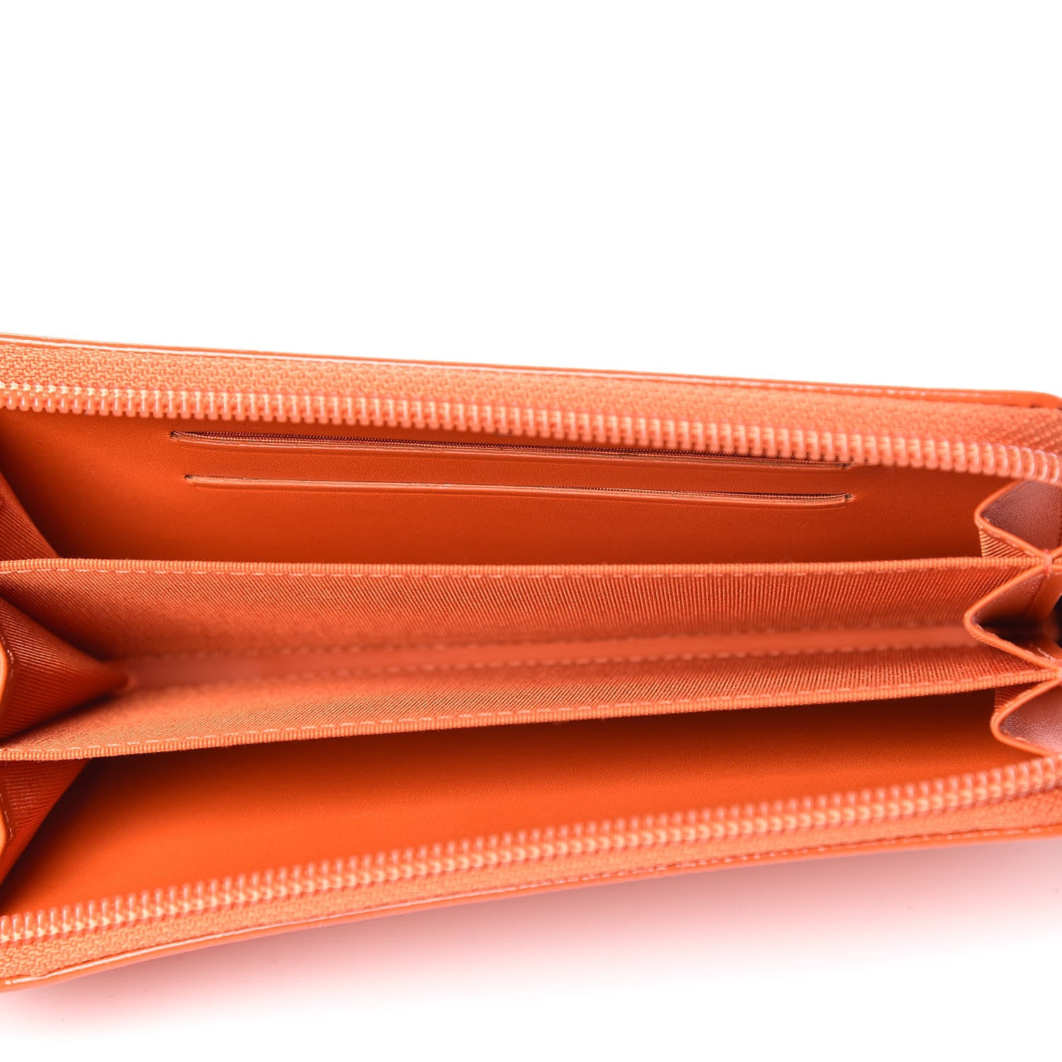 Chanel Patent Caviar Timeless Zip Around Wallet Orange 5 of 10