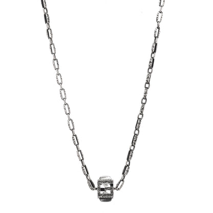 Gucci Sterling Silver Rock Crystal Textured G-Cube Pendant Necklace 1 of 6