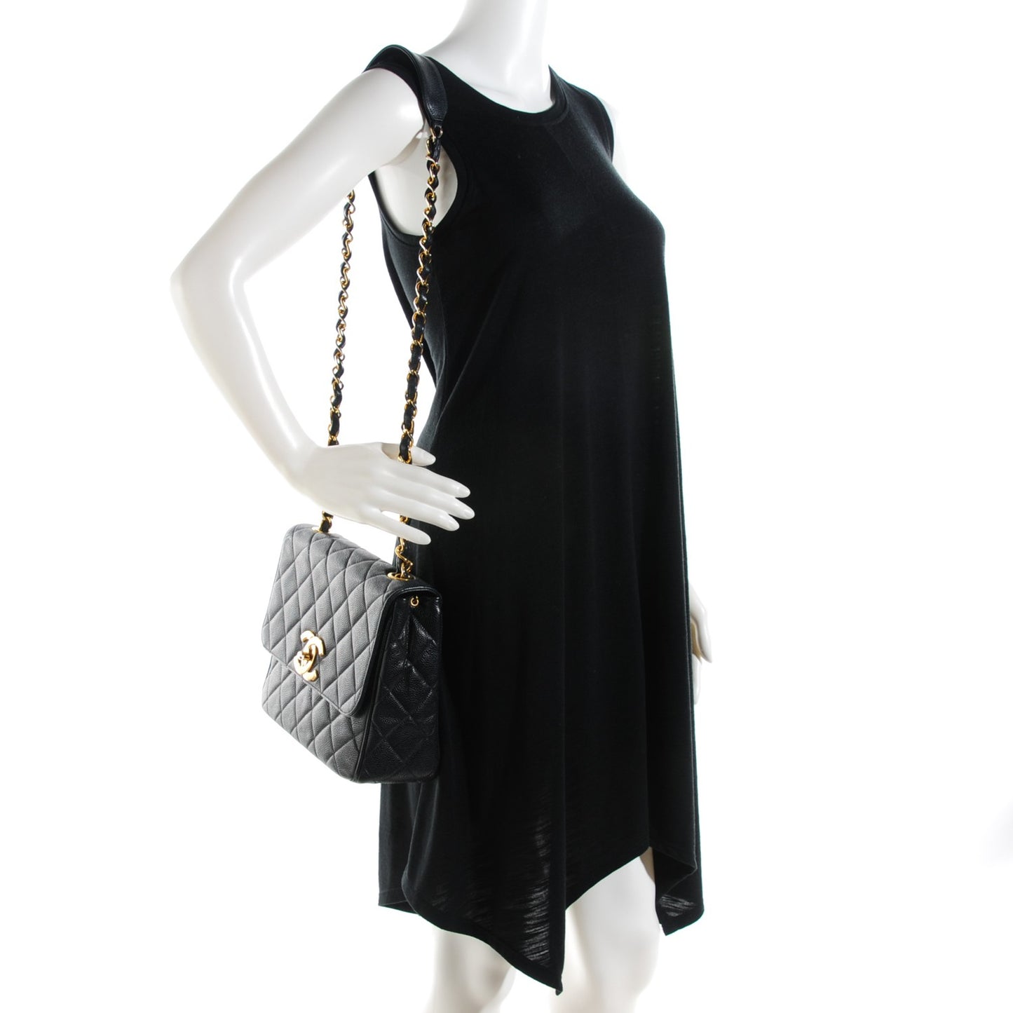 Caviar Quilted Medium Single Flap Black