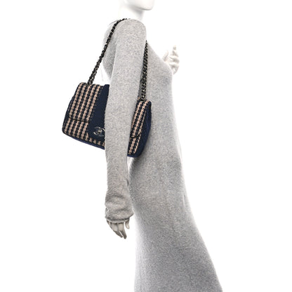 Chanel Tweed Medium Elementary Chic Flap Blue Beige 2 of 11