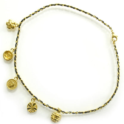Chanel Leather and Metal Iconic Charm Chain Necklace Gold 1 of 3