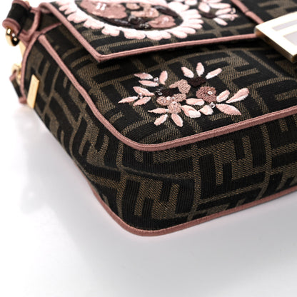 Fendi Fabric Jacquard FF 1974 Paisley Embroidered Baguette Tobacco Moro Rosa Quarzo Multicolor 9 of 13