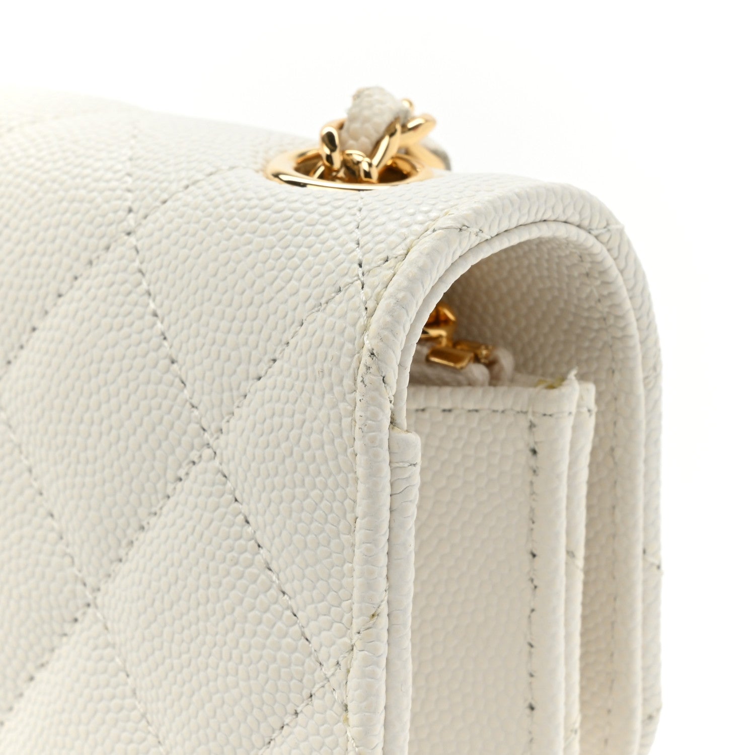Chanel Caviar Quilted Enamel Coco Casino Flap Phone Holder With Chain White 15 of 15