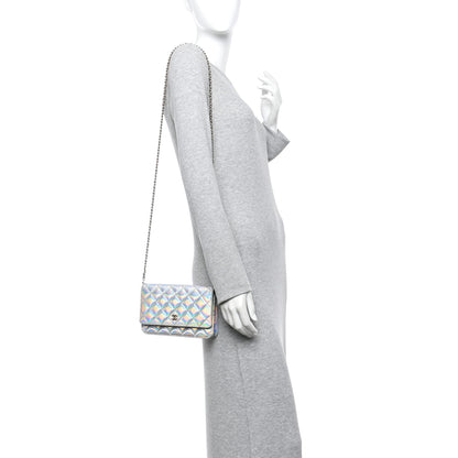 Chanel Iridescent Goatskin Quilted Wallet On Chain WOC Silver 2 of 12