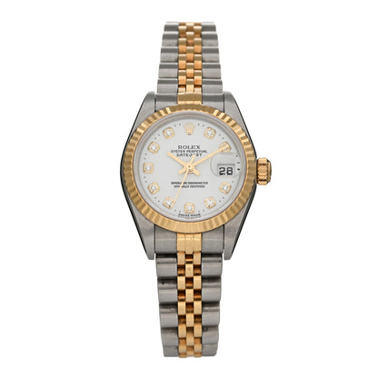 Rolex Stainless Steel 18K Yellow Gold Diamond 26mm Oyster Perpetual Datejust Watch White 79173 1 of 5
