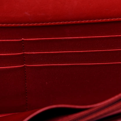 Chanel Lambskin Camellia Embossed Wallet On Chain WOC Red 10 of 21