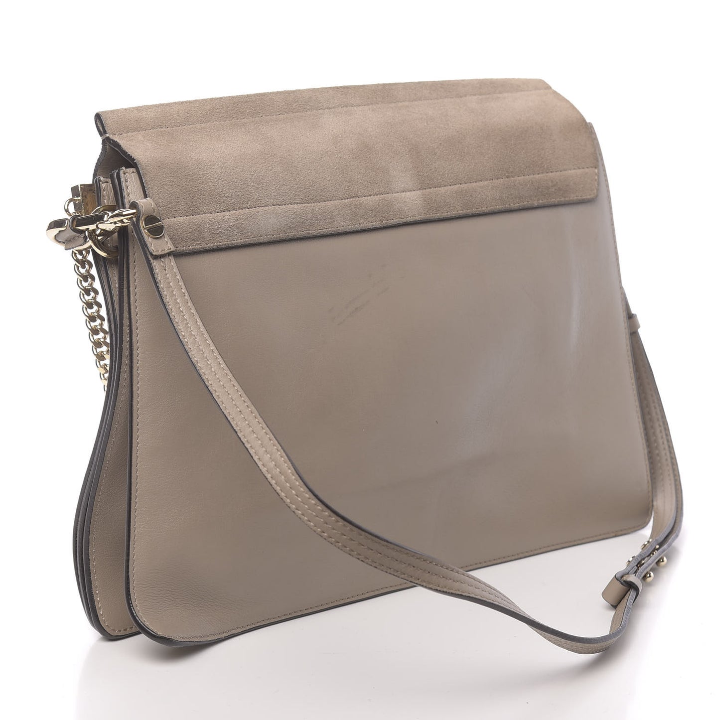 Calfskin Suede Medium Faye Shoulder Bag Motty Grey