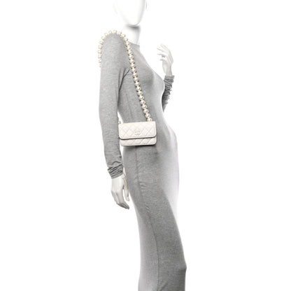 Chanel Calfskin Quilted Maxi Pearls Clutch With Chain White 2 of 14