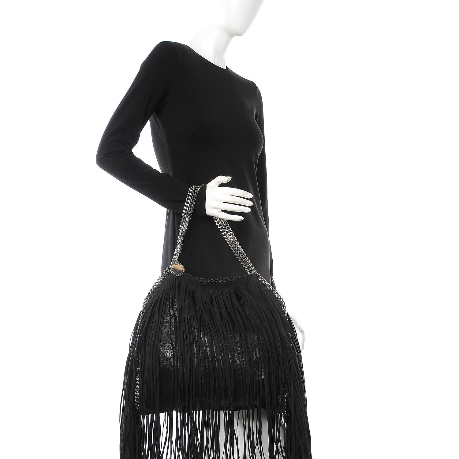 Stella McCartney Eco Suede Fringe Falabella Tote Black 2 of 8