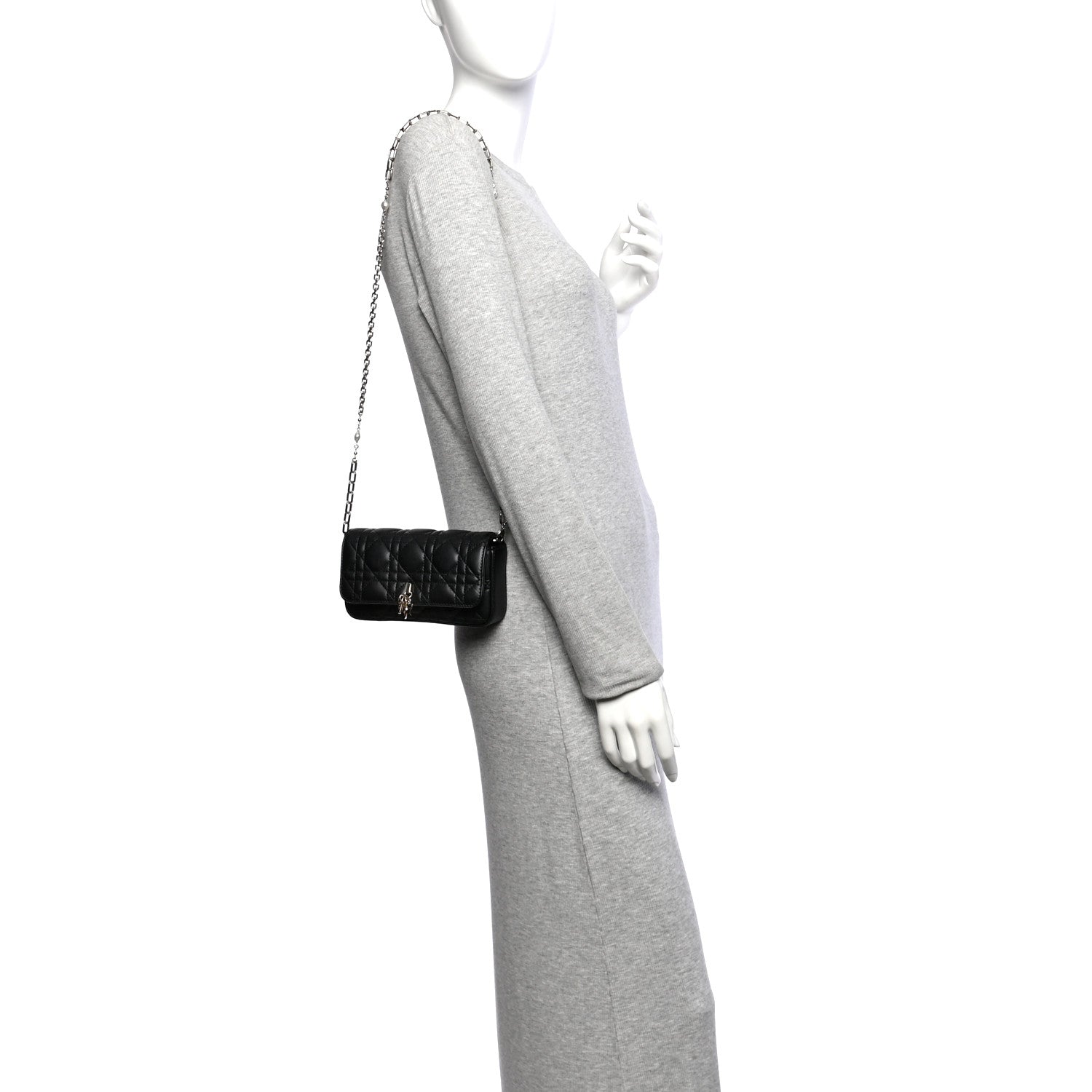 Christian Dior Lambskin Cannage Dior Talk Phone Pouch  Black 2 of 10